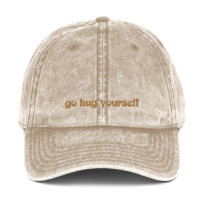 Vintage Hug Yourself Logo Bucket Hat - Beige