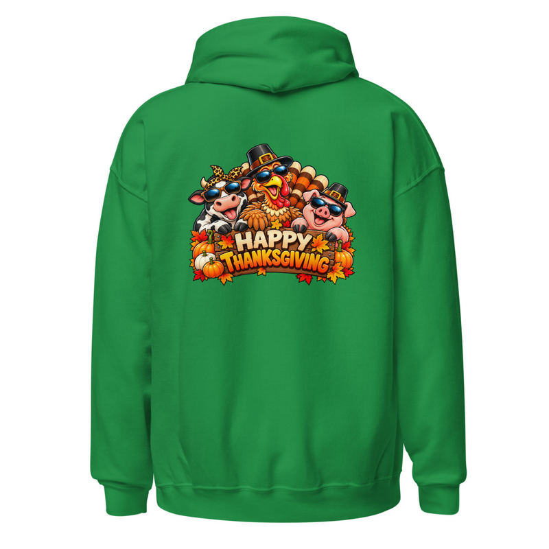 Cool Critters Thanksgiving Unisex Hoodie – S, Irish Green