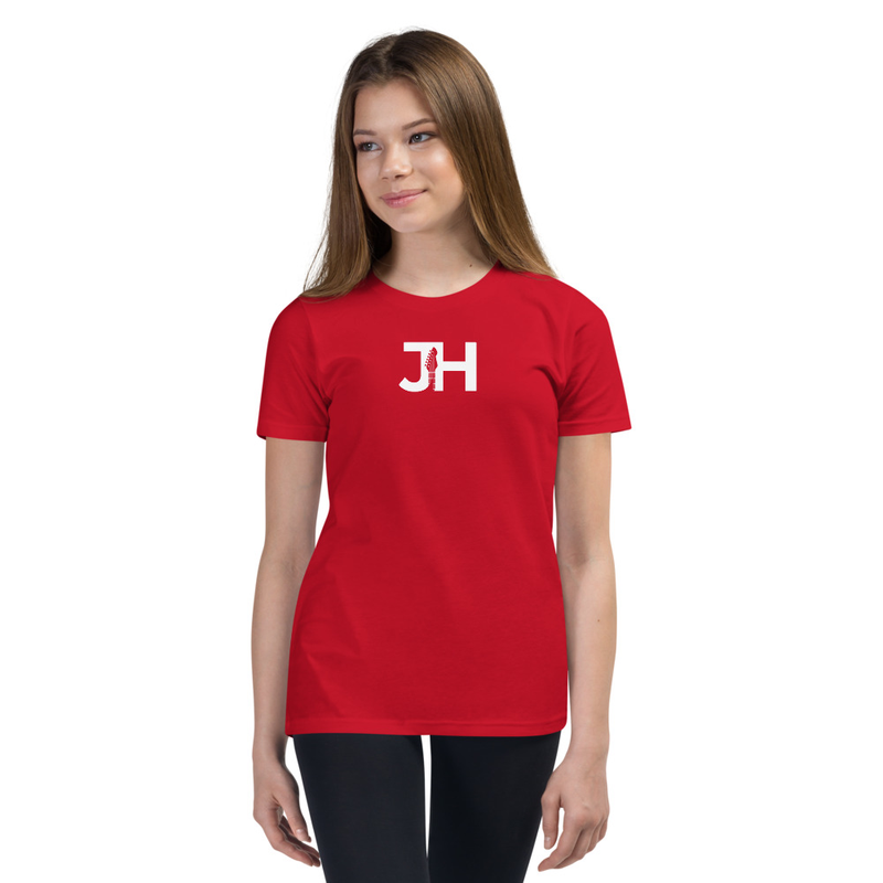 White JH Logo Youth Short Sleeve T-Shirt – S, Red