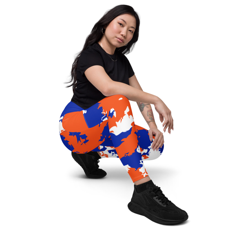 Kicxs Leggings With Pockets - Blue/Orange/White Camo