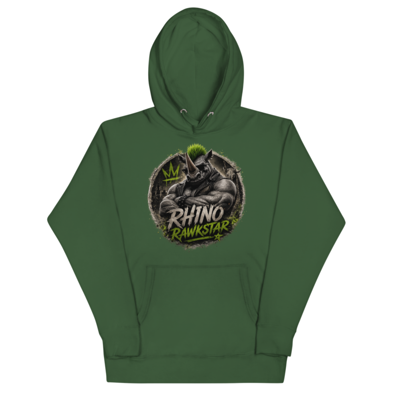 Rhino Rawkstar Emblem Unisex Hoodie — Forest Green / S