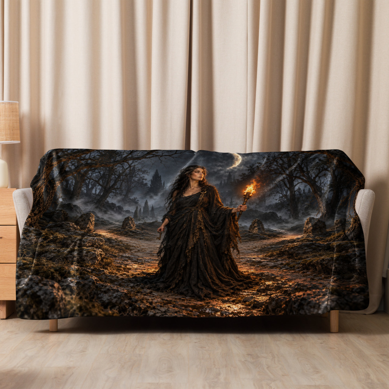 Hecate of the Moonlit Path — Ritual Sherpa Blanket 