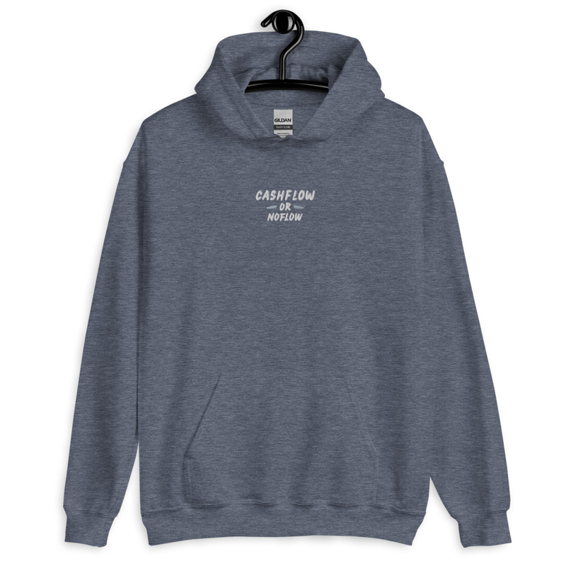 #CashflowOrNoflow Embroidered Hoodie – XL, Heather Sport Dark Navy