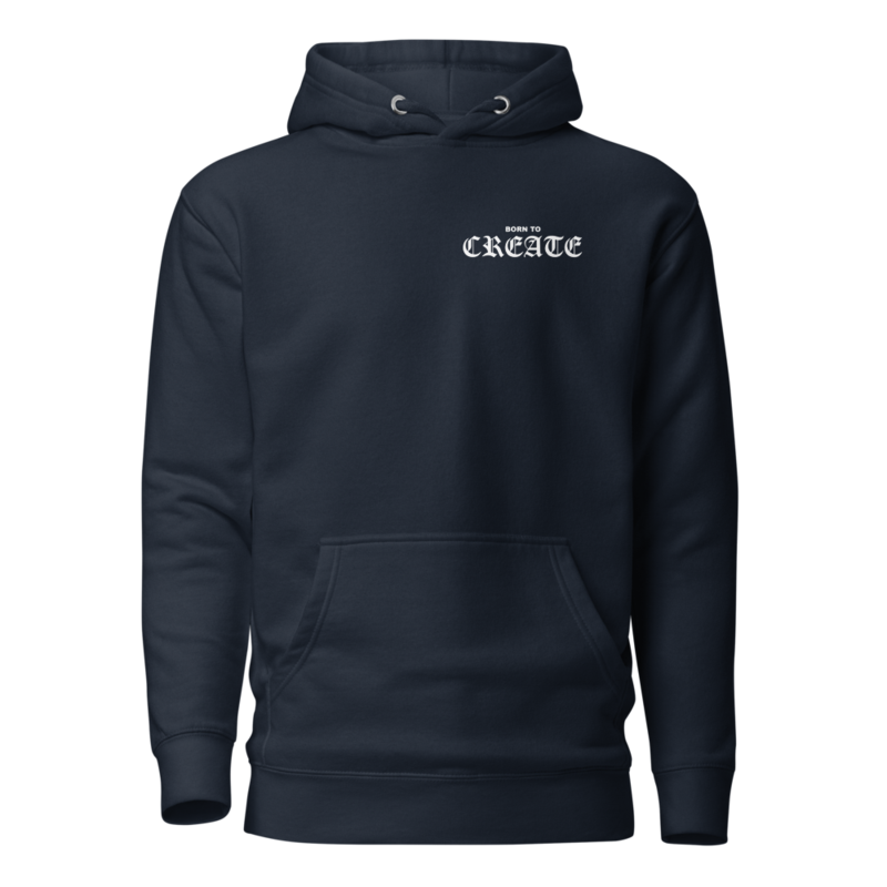 Born To Create Unisex Hoodie – S, Navy Blazer