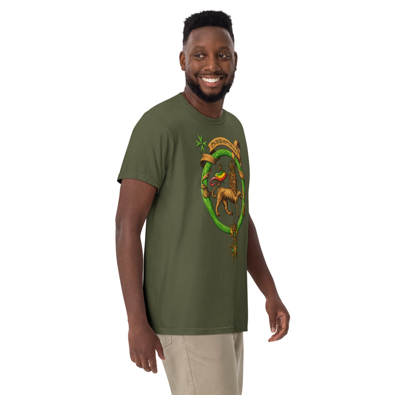 Unisex RTV-HC-0010 Lion of Judah, Imperial Banner and Collar of the Order of the Holy Trinity garment-dyed heavyweight t-shirt – 2XL, Hemp