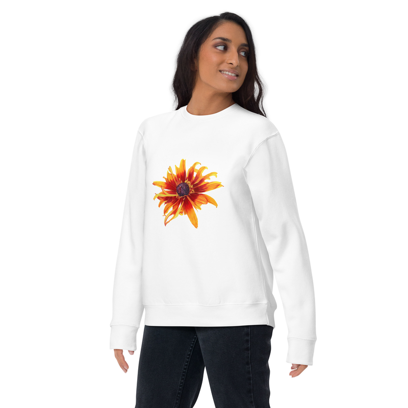 Flaming Flowers - Unisex Premium Sweatshirt – S, White