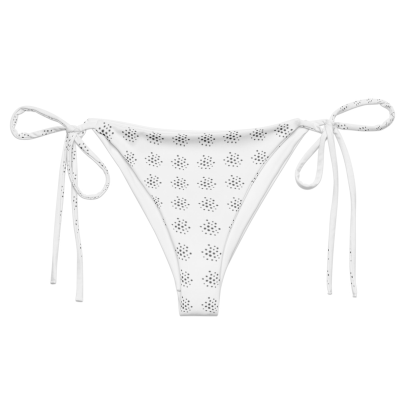 Coral Dotted Recycled String Bikini Bottom – Adjustable Side-Tie Women's Swimwear with UPF 50+