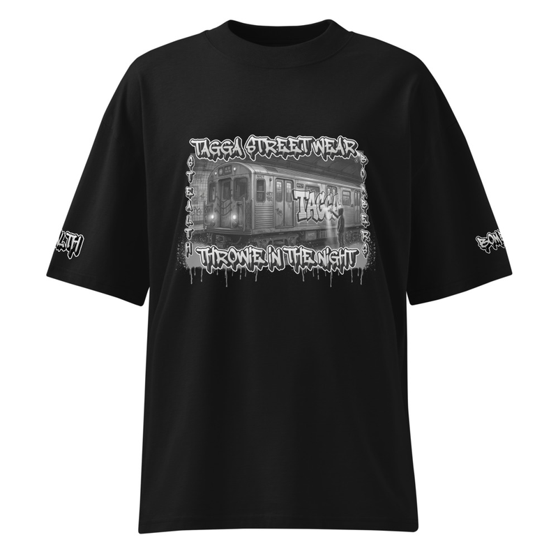TAGGA / THROWIE IN THE NIGHT / SUBWAY Unisex organic oversized high neck t-shirt