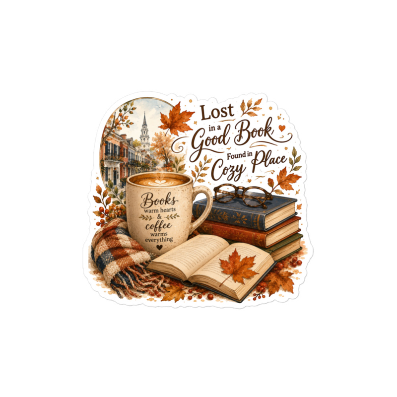 Lost in a Book Kiss-cut vinyl decals – 8″×10″, Satin