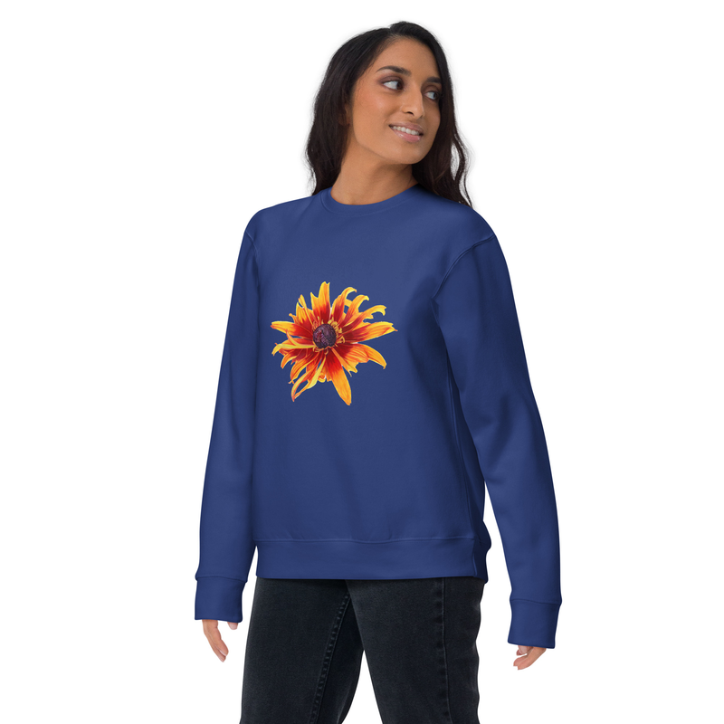 Flaming Flowers - Unisex Premium Sweatshirt – M, Team Royal