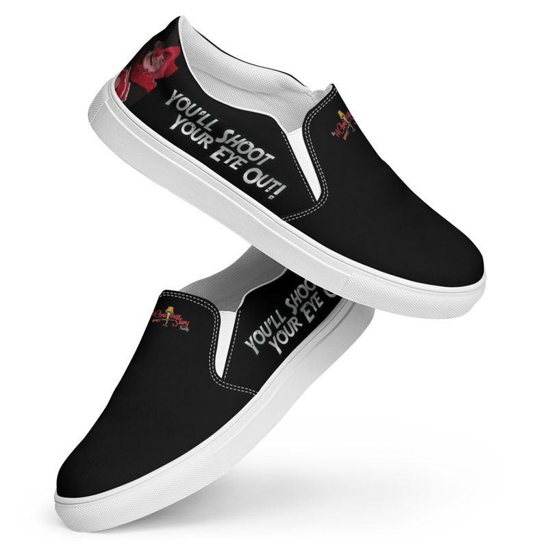 Men’s Black On Black A Christmas Story Family "Don't Shoot Your Eye Out Day Dream" Slip-on Comfy Canvas Shoes