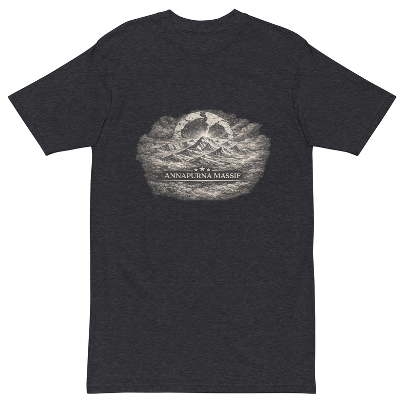 Aham Vadh: Annapurna Silence | Men’s Premium Heavyweight Tee / Charcoal Heather / S