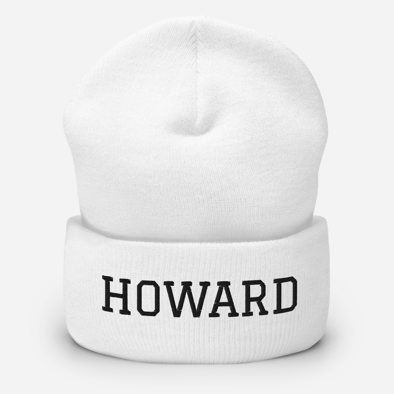 Cuffed Beanie (Black font) – One size, White