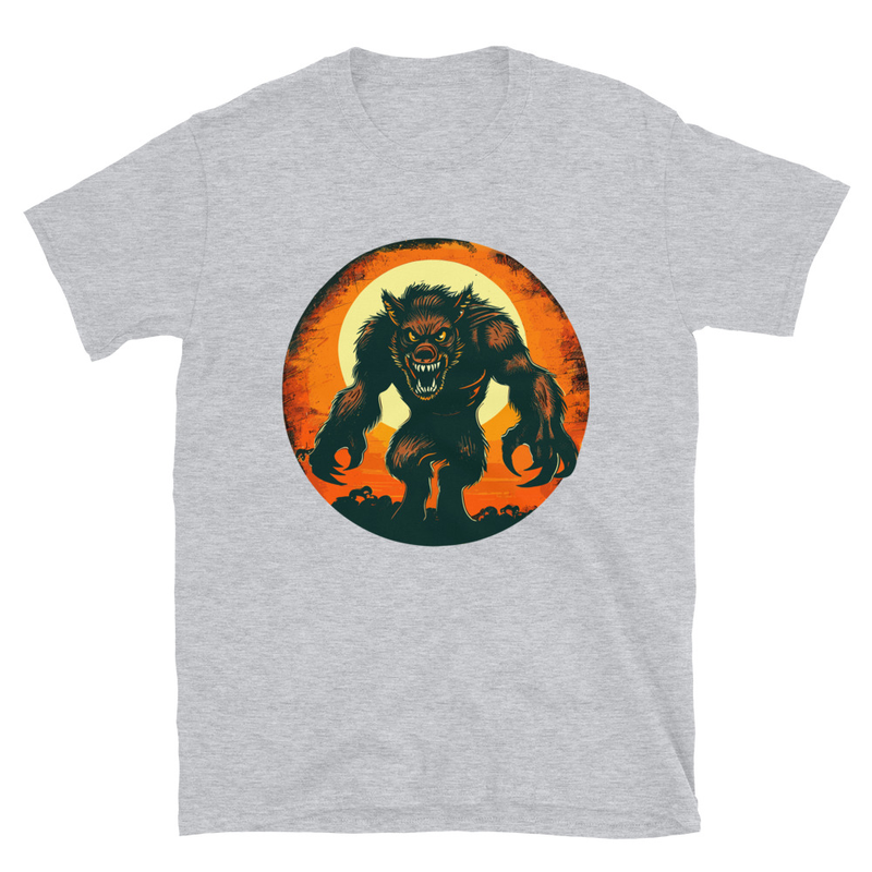 Hombre lobo · Aullido retro: Camiseta unisex · Gris deportivo