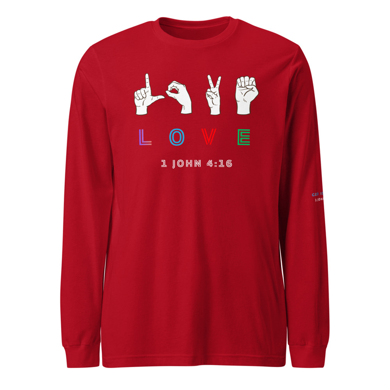 LOVE Unisex Long Sleeve Tee – XS, Red