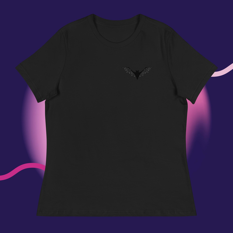 Floral Bat Women's Relaxed T-Shirt – S, Black