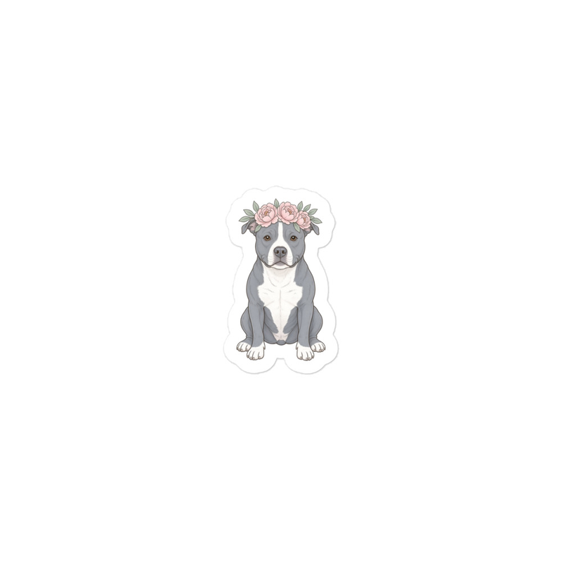 Flower Crown Pit Bull Sticker — Floof