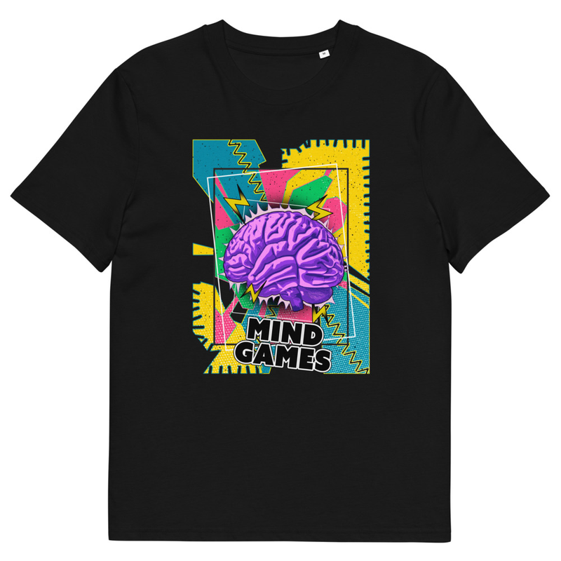 Bio-Baumwoll T-Shirt "MIND GAMES" – Knalliges 90er-Jahre Stil