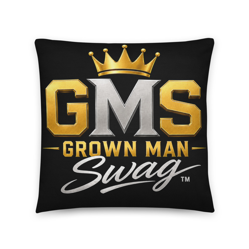 Grown Man Swag™ Signature Premium Cotton Black Throw Pillow | Confidence • Style • Respect – 18″×18″