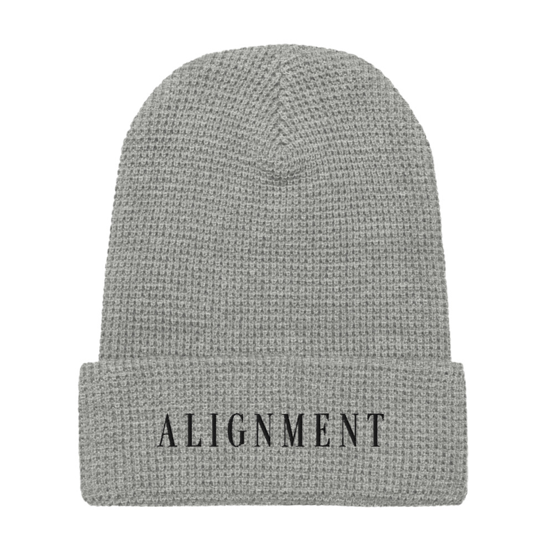 Alignment Collection | Soul Threads Embroidered Waffle Beanie – One size, Heather Grey