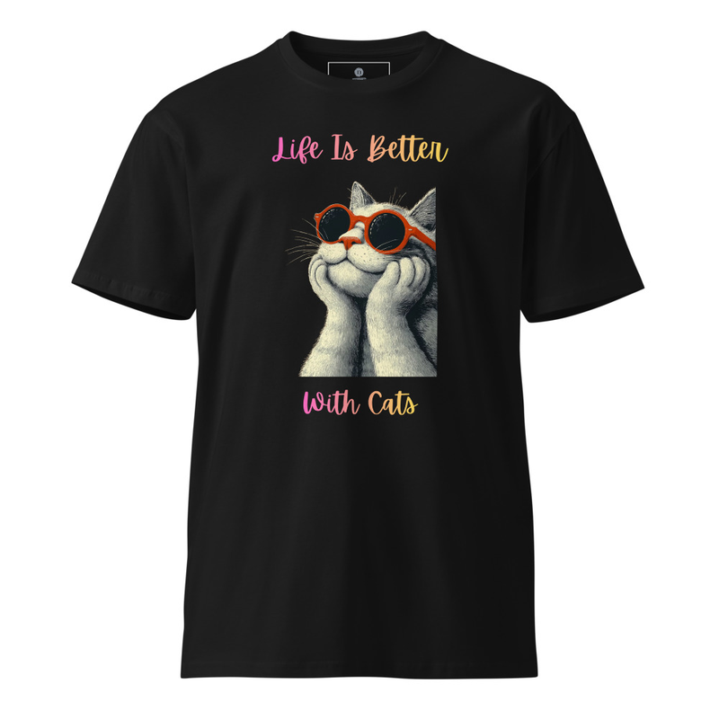 Unisex premium t-shirt: Life Is Better With Cats