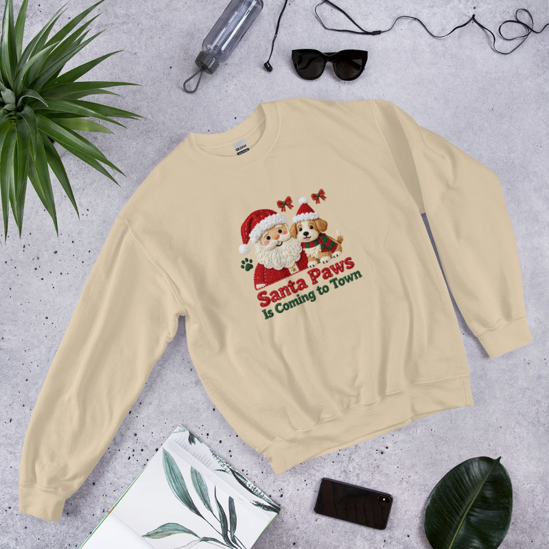 Santa Paws Is Coming to Town Christmas Dog Sweatshirt – view 7