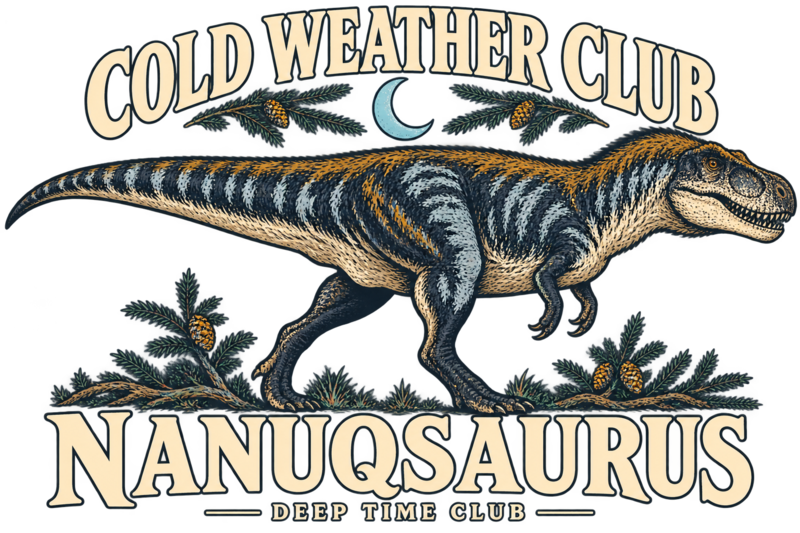 Close view of the original Cold Weather Club Nanuqsaurus Crewneck graphic