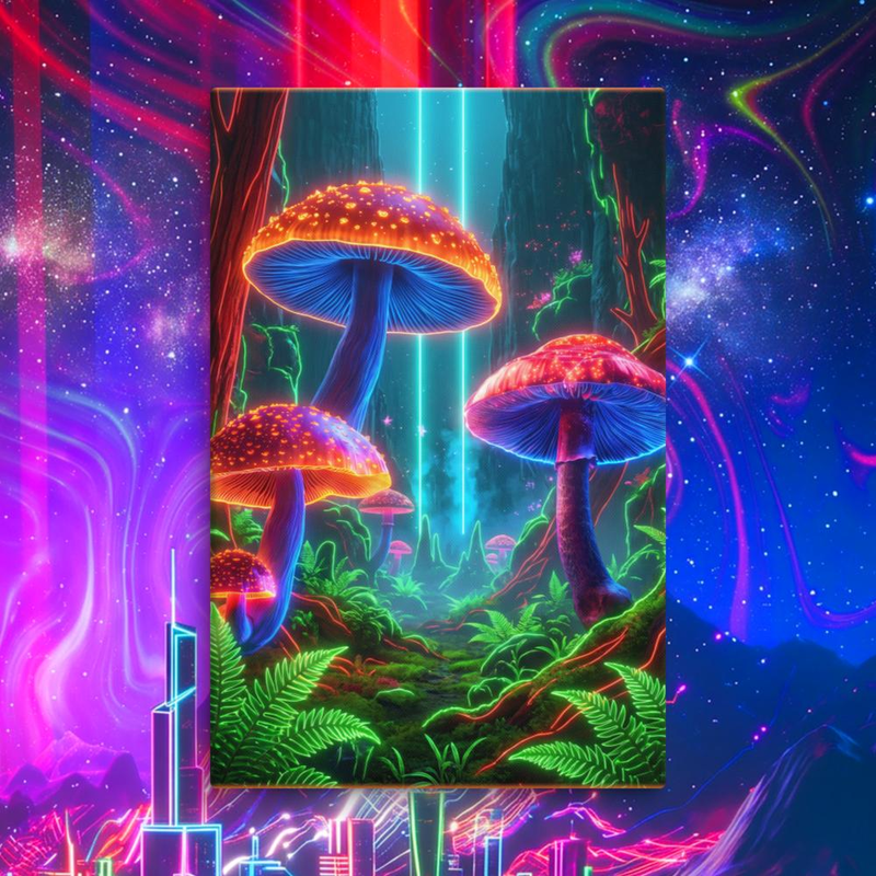 Mushroom Forest (Orange Caps) Canvas - Mushroom Forest (Orange Caps) Canvas / 26″×40″