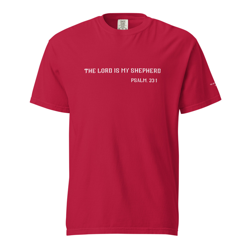 The Lord is my Shepherd Unisex garment-dyed heavyweight t-shirt – L, Red