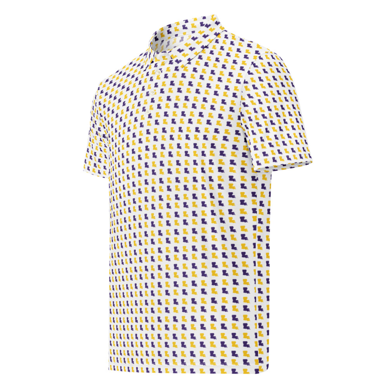 Men’s Fitted State of Louisiana Polo in Purple and Gold
