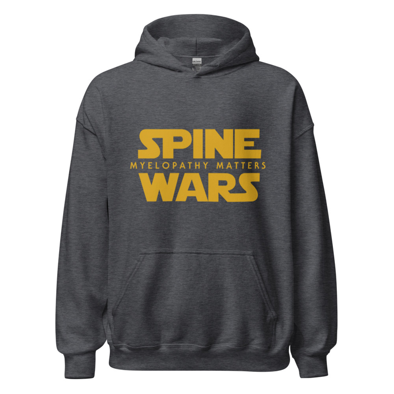 Spine Wars Myelopathy Matters Gold Print Hoodie – S, Dark Heather