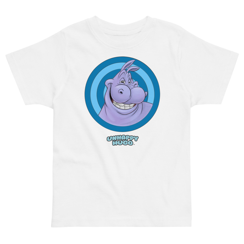 Unhappy Hugo Blue Circles T-Shirt for Preschoolers – 5/6, White