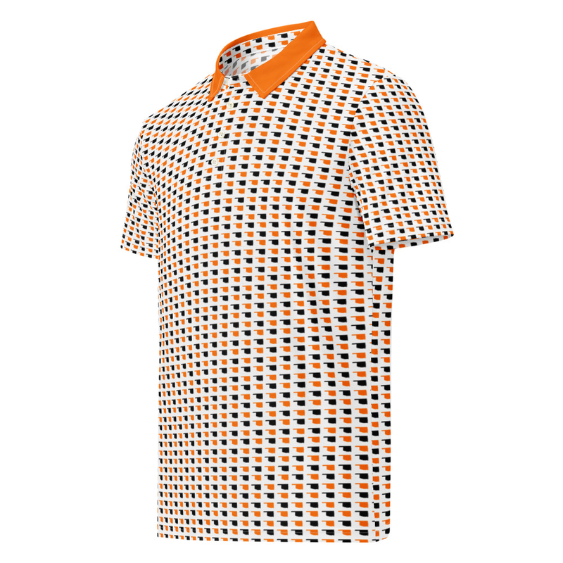 Men’s Slim Fit Oklahoma Polo in Orange and Black – Image 2