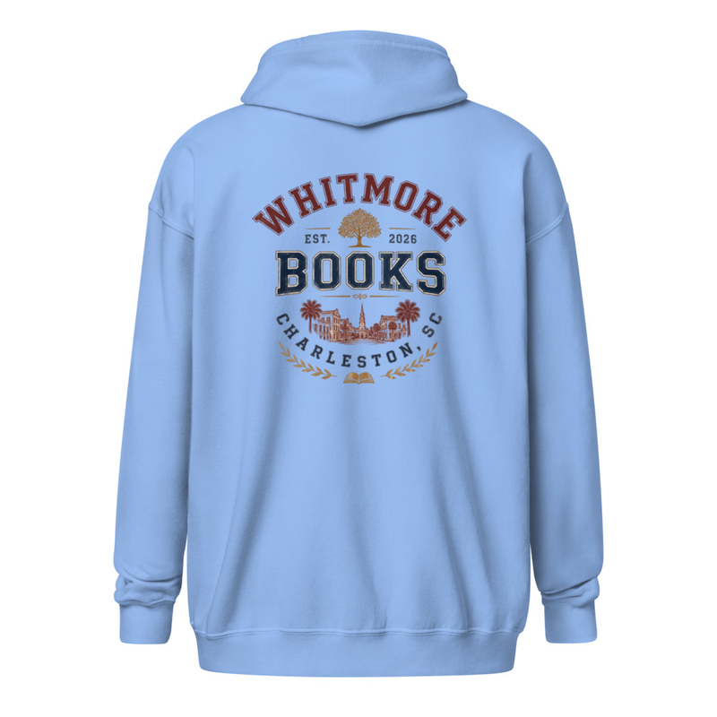 Unisex heavy blend zip hoodie-Whitmore Books & Co – S, Carolina Blue