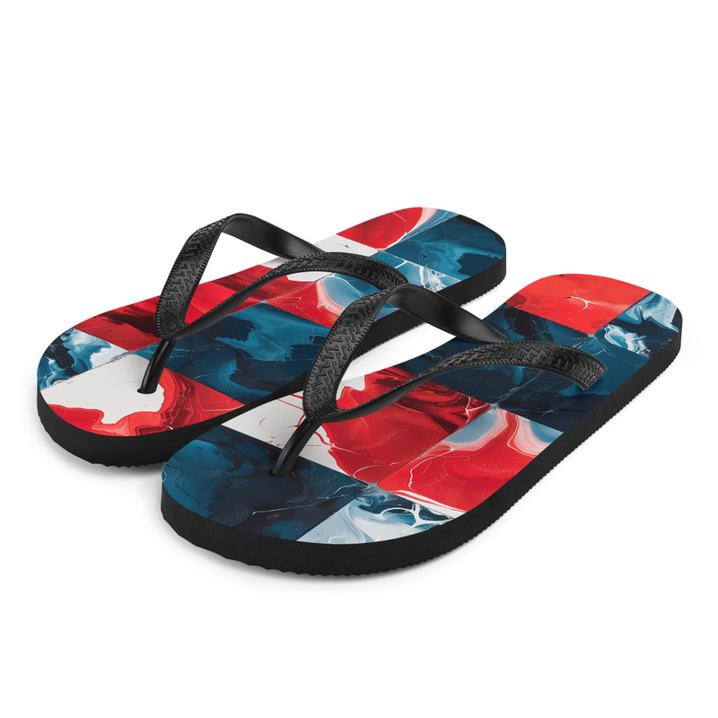 Red White & Blue Geometric Flip-Flops House or Outdoor Slippers