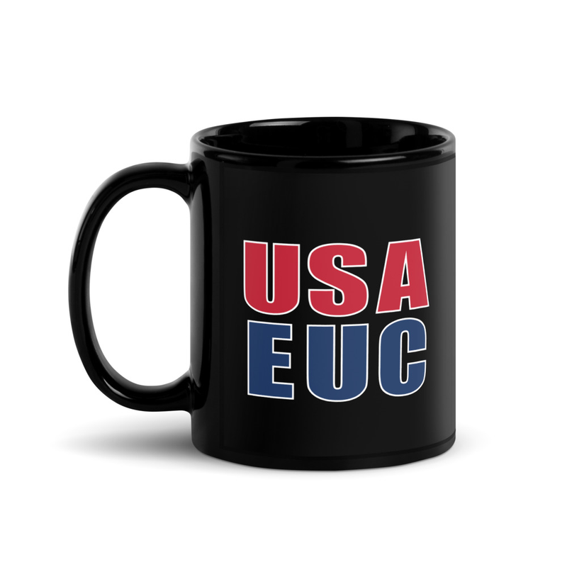 USA EUC Black Glossy Mug