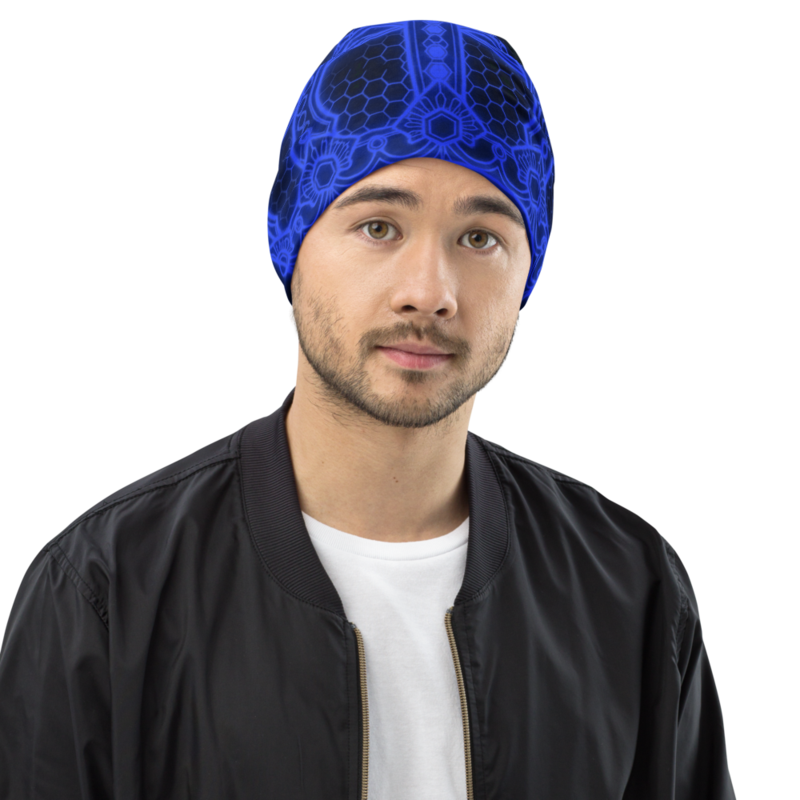 Uncle Benny ® Neon Grid Crown Beanie Neon Blue EST. 2020