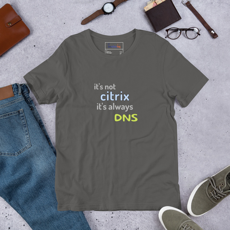It's Not Citrix, It's Always DNS - Funny IT T-Shirt – S, Asphalt