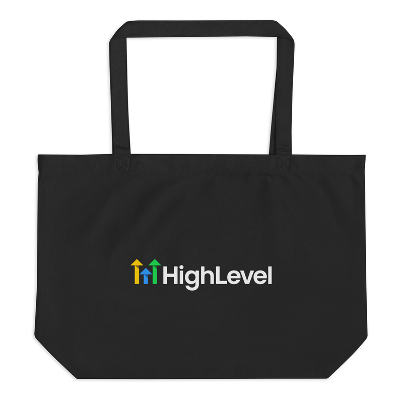 Large Black Organic Cotton Tote Bag
