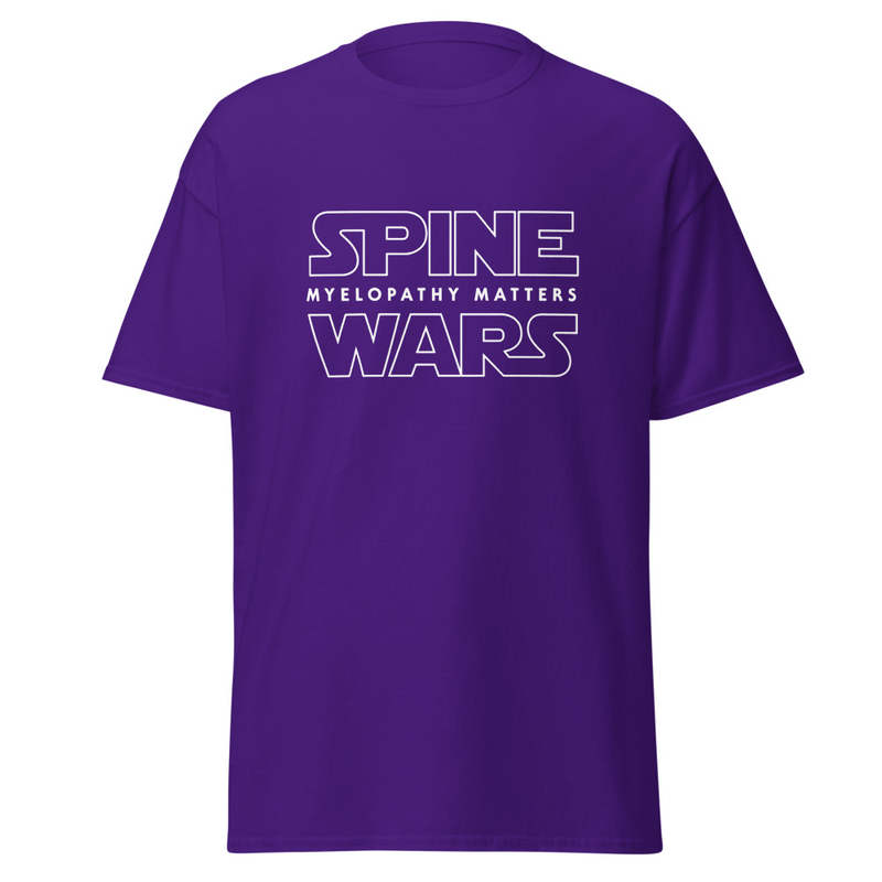 Spine Wars Myelopathy Matters White Pin Print T – XL, Purple