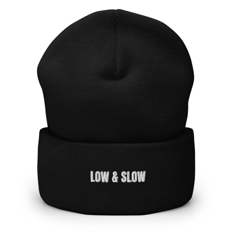 LOW & SLOW Beanie mockup