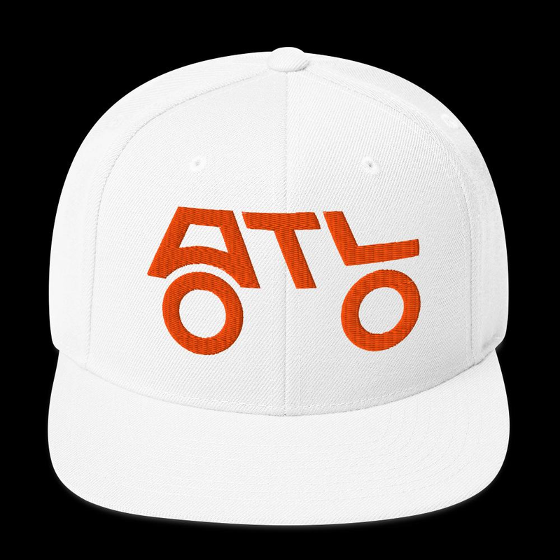 Snapback Hat - ORANGE LOGO – One size, White