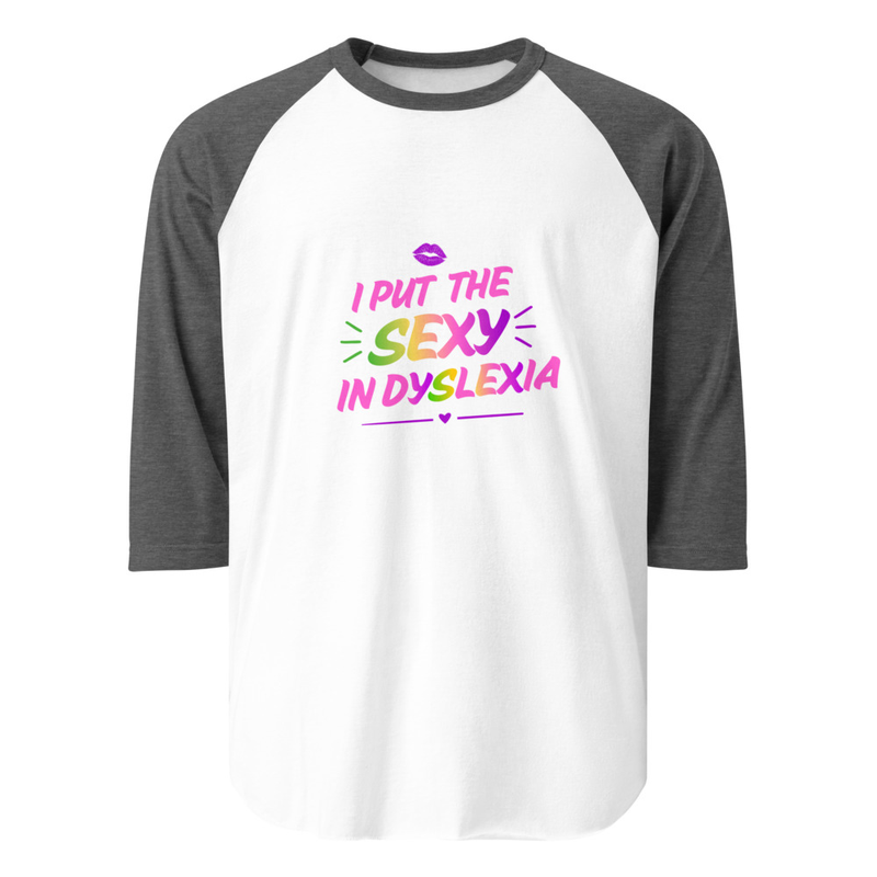 3/4 sleeve raglan shirt – S, White/Heather Charcoal