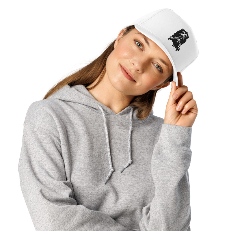 Narsingha Dev B/W Embroidered Cap – One size, White