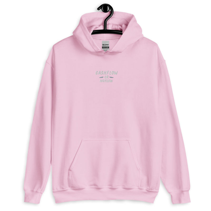 #CashflowOrNoflow Embroidered Hoodie – XL, Light Pink