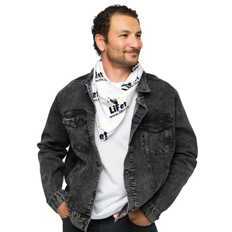 LiFet All-Over Print Bandana – L, White