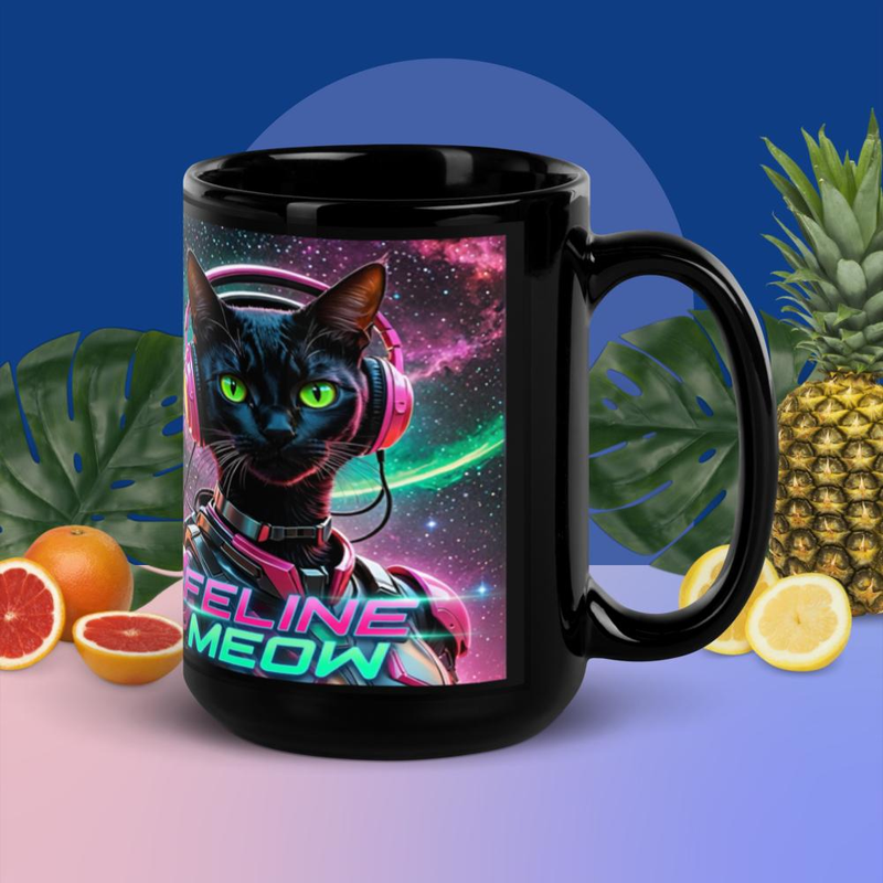 Feline Black Glossy Mug