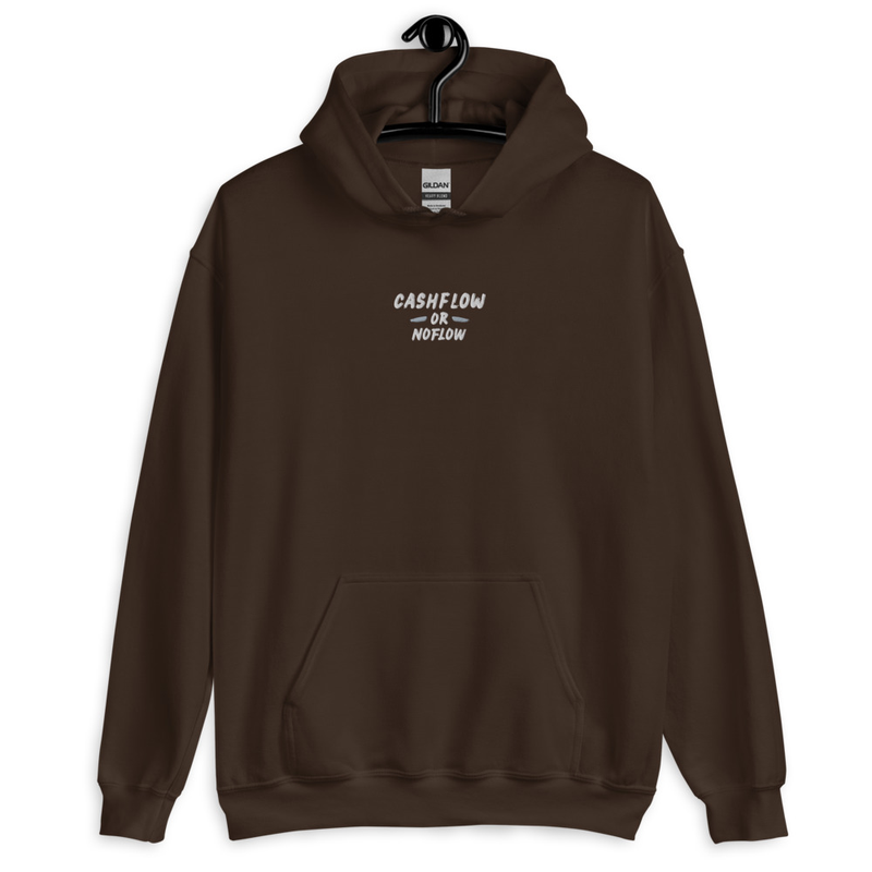 #CashflowOrNoflow Embroidered Hoodie – XL, Dark Chocolate