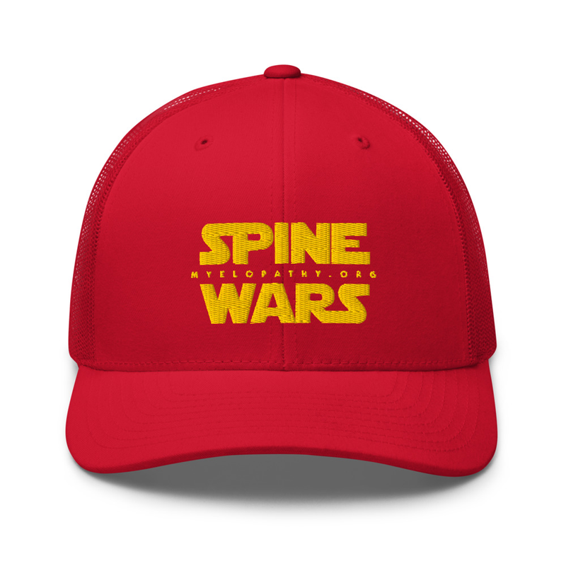 Spine Wars Gold Embroidery Trucker Cap – One size, Red