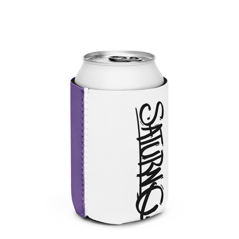 Can Cooler Half n' Half (Purple&White) w/ Black Saturno Logo